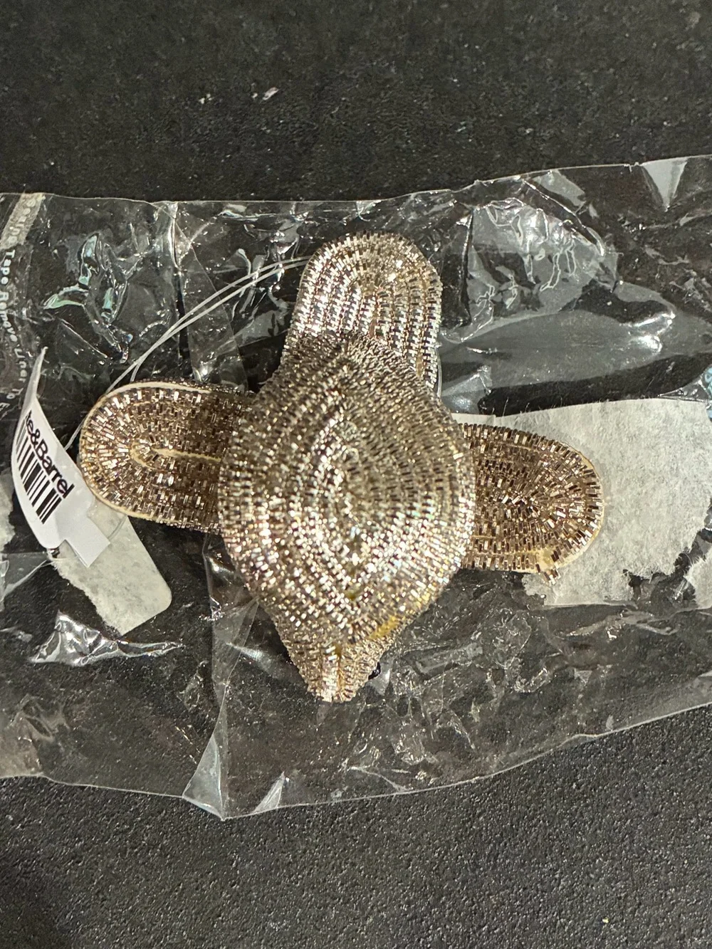 Crate & Barrel Silver Tinsel Bird Holiday Ornament Decor New With Tags